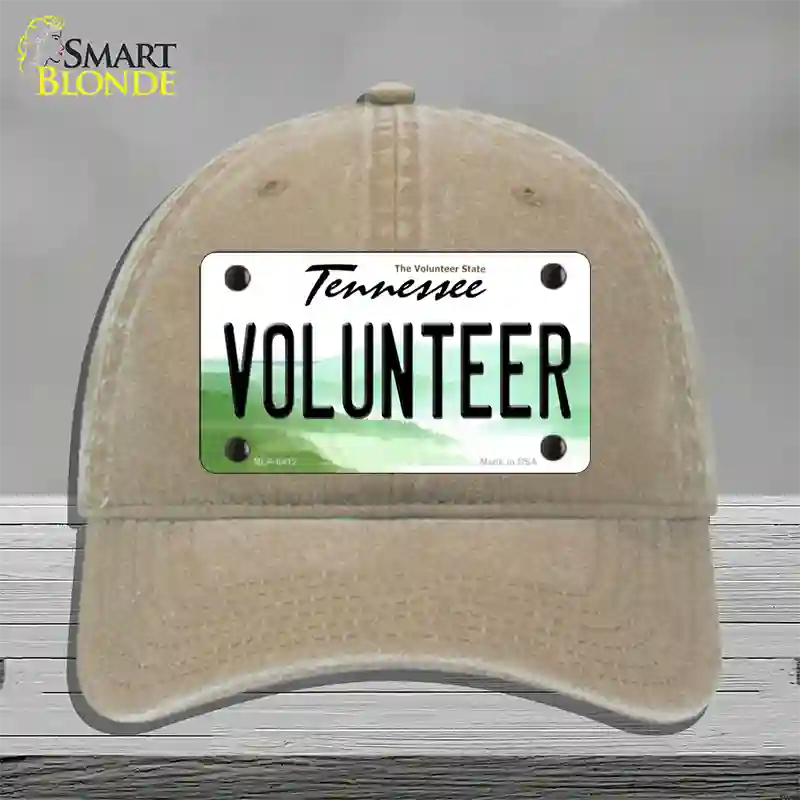 Volunteer Tennessee Novelty License Plate Hat Unconstructed Cotton / Khaki