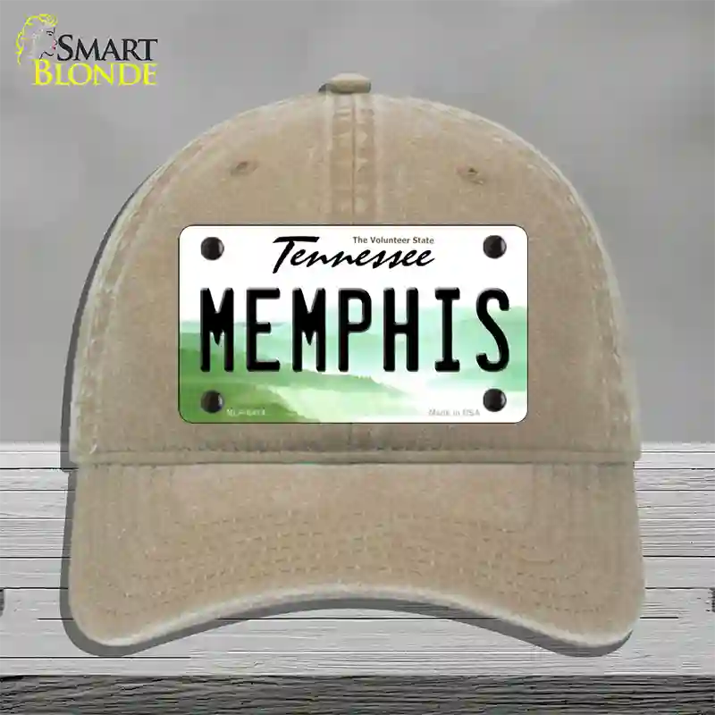 Memphis Tennessee Novelty License Plate Hat Unconstructed Cotton / Khaki