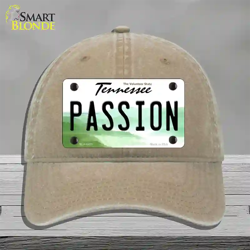 Passion Tennessee Novelty License Plate Hat Unconstructed Cotton / Khaki