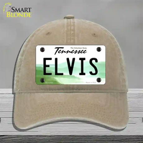 Elvis Tennessee Novelty License Plate Hat Unconstructed Cotton / Khaki