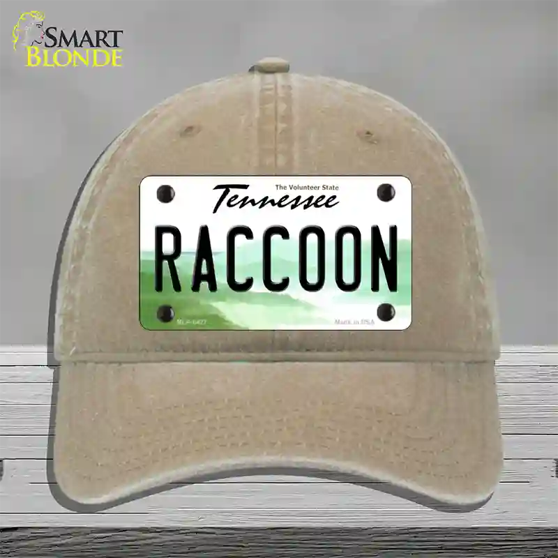 Raccoon Tennessee Novelty License Plate Hat Unconstructed Cotton / Khaki