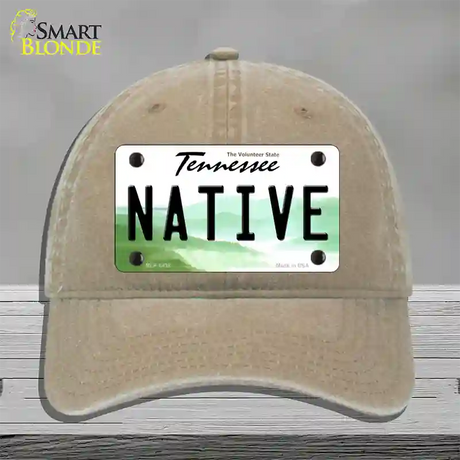 Native Tennessee Novelty License Plate Hat Unconstructed Cotton / Khaki