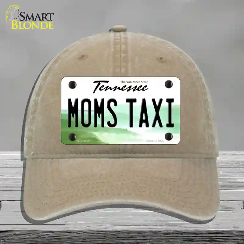 Moms Taxi Tennessee Novelty License Plate Hat Unconstructed Cotton / Khaki