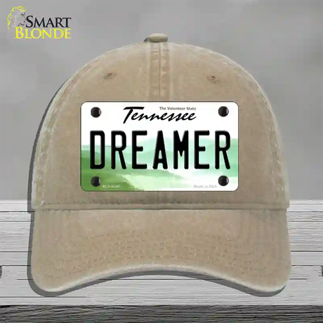 Dreamer Tennessee Novelty License Plate Hat Unconstructed Cotton / Khaki