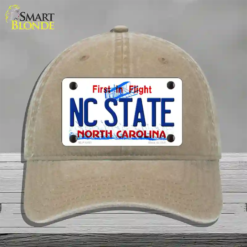 North Carolina State Novelty License Plate Hat Unconstructed Cotton / Khaki