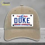 Duke North Carolina Novelty License Plate Hat Unconstructed Cotton / Khaki