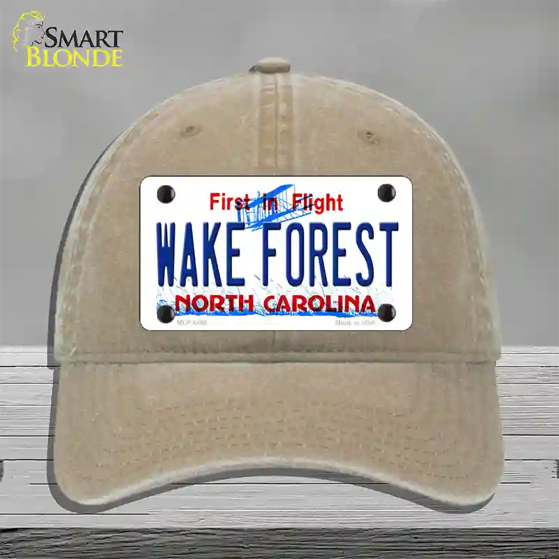 Wake Forest North Carolina Novelty License Plate Hat Unconstructed Cotton / Khaki