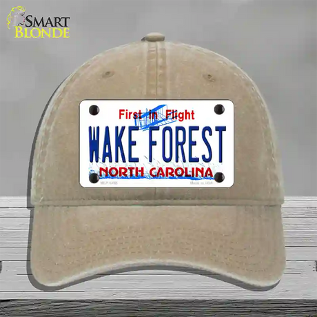 Wake Forest North Carolina Novelty License Plate Hat Unconstructed Cotton / Khaki