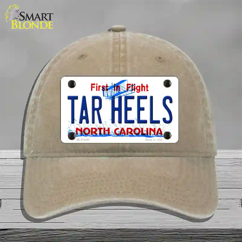 Tar Heels North Carolina Novelty License Plate Hat Unconstructed Cotton / Khaki