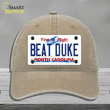 Beat Duke North Carolina Novelty License Plate Hat Unconstructed Cotton / Khaki