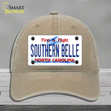 Southern Belle North Carolina Novelty License Plate Hat Unconstructed Cotton / Khaki