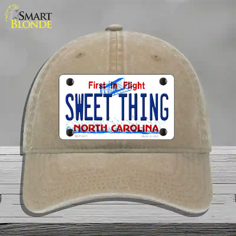 Sweet Thing North Carolina Novelty License Plate Hat Unconstructed Cotton / Khaki