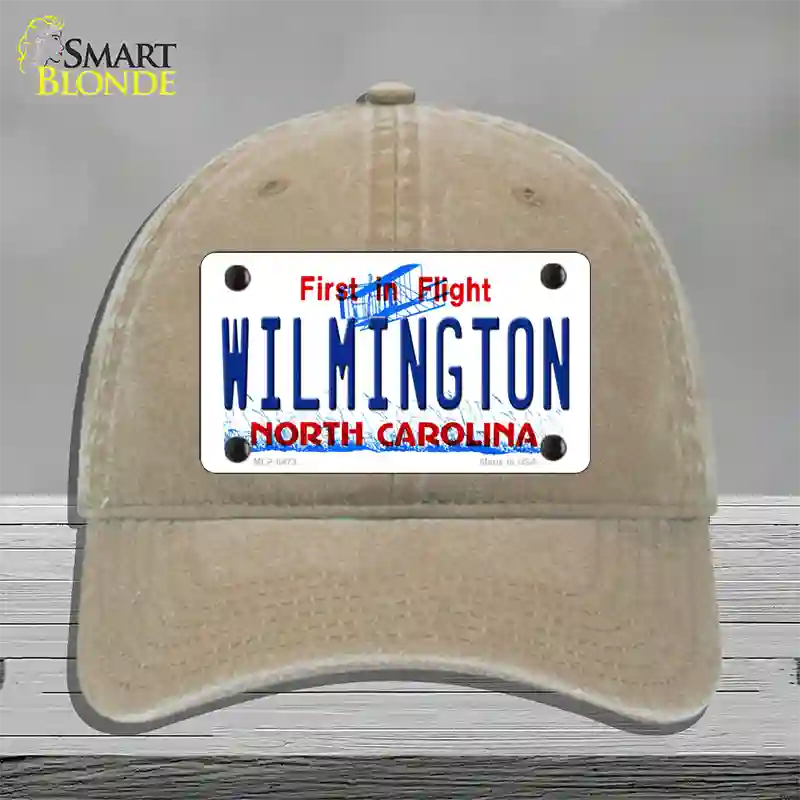 Wilmington North Carolina Novelty License Plate Hat Unconstructed Cotton / Khaki