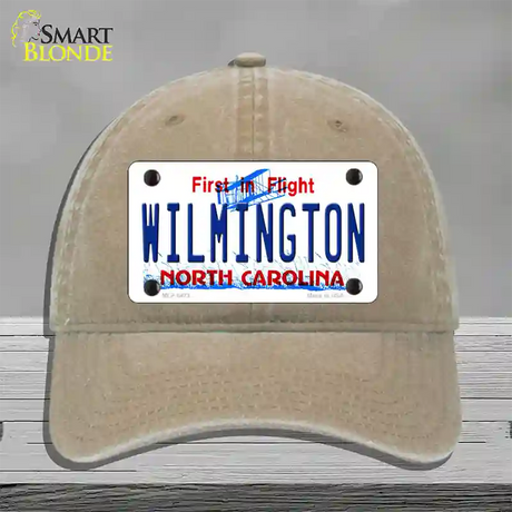 Wilmington North Carolina Novelty License Plate Hat Unconstructed Cotton / Khaki