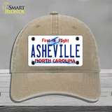 Asheville North Carolina Novelty License Plate Hat Unconstructed Cotton / Khaki