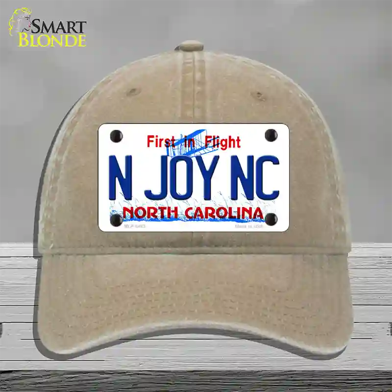 N Joy North Carolina Novelty License Plate Hat Unconstructed Cotton / Khaki