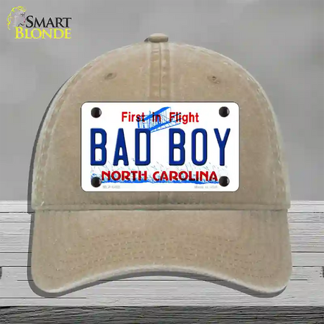 Bad Boy North Carolina Novelty License Plate Hat Unconstructed Cotton / Khaki