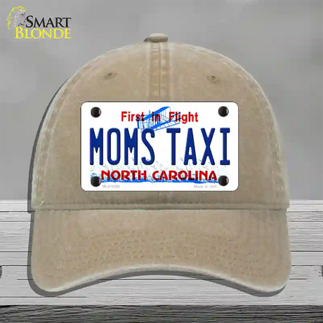 Moms Taxi North Carolina Novelty License Plate Hat Unconstructed Cotton / Khaki