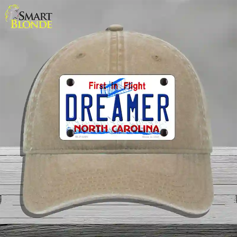 Dreamer North Carolina Novelty License Plate Hat Unconstructed Cotton / Khaki