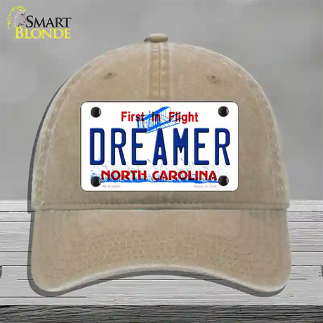 Dreamer North Carolina Novelty License Plate Hat Unconstructed Cotton / Khaki