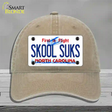 Skool Suks North Carolina Novelty License Plate Hat Unconstructed Cotton / Khaki