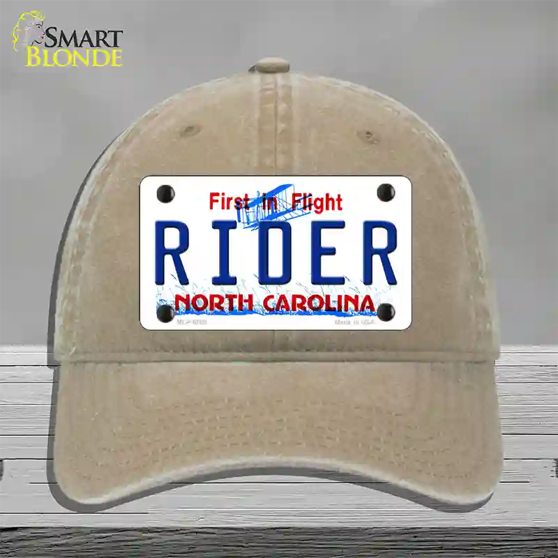 Rider North Carolina Novelty License Plate Hat Unconstructed Cotton / Khaki