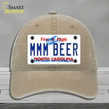 MMM Beer North Carolina Novelty License Plate Hat Unconstructed Cotton / Khaki