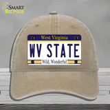 West Virginia State Novelty License Plate Hat Unconstructed Cotton / Khaki