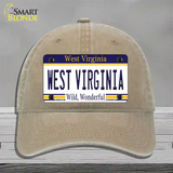 West Virginia Novelty License Plate Hat Unconstructed Cotton / Khaki