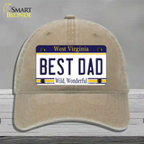 Best Dad West Virginia Novelty License Plate Hat Unconstructed Cotton / Khaki