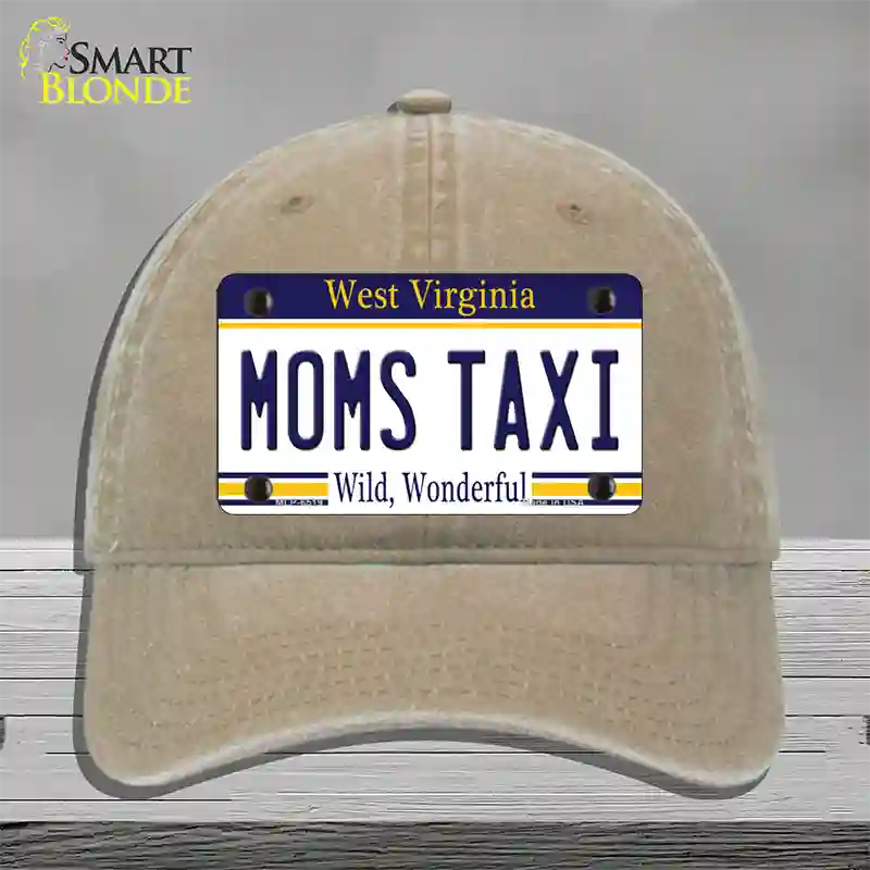 Moms Taxi West Virginia Novelty License Plate Hat Unconstructed Cotton / Khaki