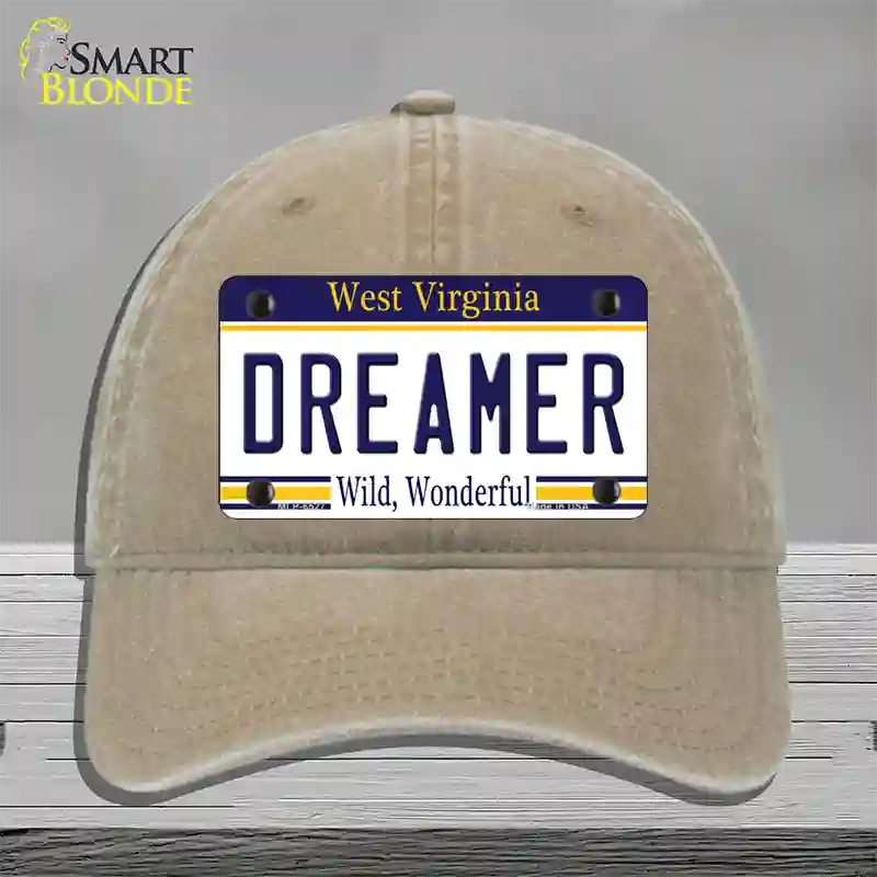 Dreamer West Virginia Novelty License Plate Hat Unconstructed Cotton / Khaki