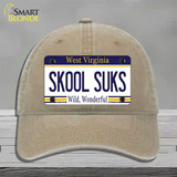 Skool Suks West Virginia Novelty License Plate Hat Unconstructed Cotton / Khaki