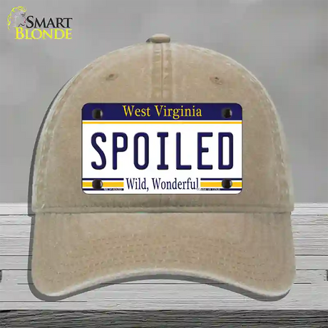 Spoiled West Virginia Novelty License Plate Hat Unconstructed Cotton / Khaki