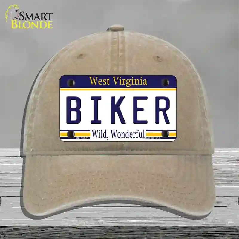 Biker West Virginia Novelty License Plate Hat Unconstructed Cotton / Khaki