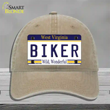 Biker West Virginia Novelty License Plate Hat Unconstructed Cotton / Khaki