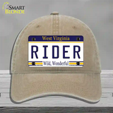 Rider West Virginia Novelty License Plate Hat Unconstructed Cotton / Khaki