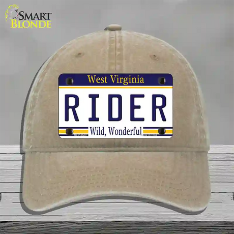 Rider West Virginia Novelty License Plate Hat Unconstructed Cotton / Khaki