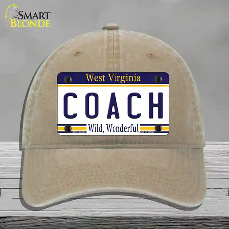 Coach West Virginia Novelty License Plate Hat Unconstructed Cotton / Khaki