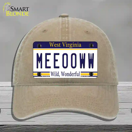 Meeooww West Virginia Novelty License Plate Hat Unconstructed Cotton / Khaki