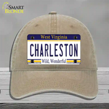 Charleston West Virginia Novelty License Plate Hat Unconstructed Cotton / Khaki