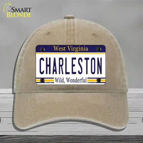 Charleston West Virginia Novelty License Plate Hat Unconstructed Cotton / Khaki