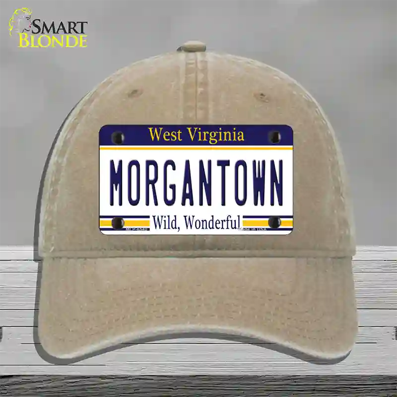 Morgantown West Virginia Novelty License Plate Hat Unconstructed Cotton / Khaki