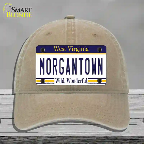 Morgantown West Virginia Novelty License Plate Hat Unconstructed Cotton / Khaki