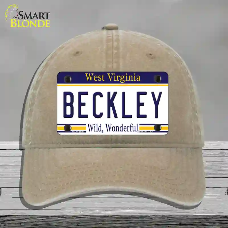 Beckley West Virginia Novelty License Plate Hat Unconstructed Cotton / Khaki