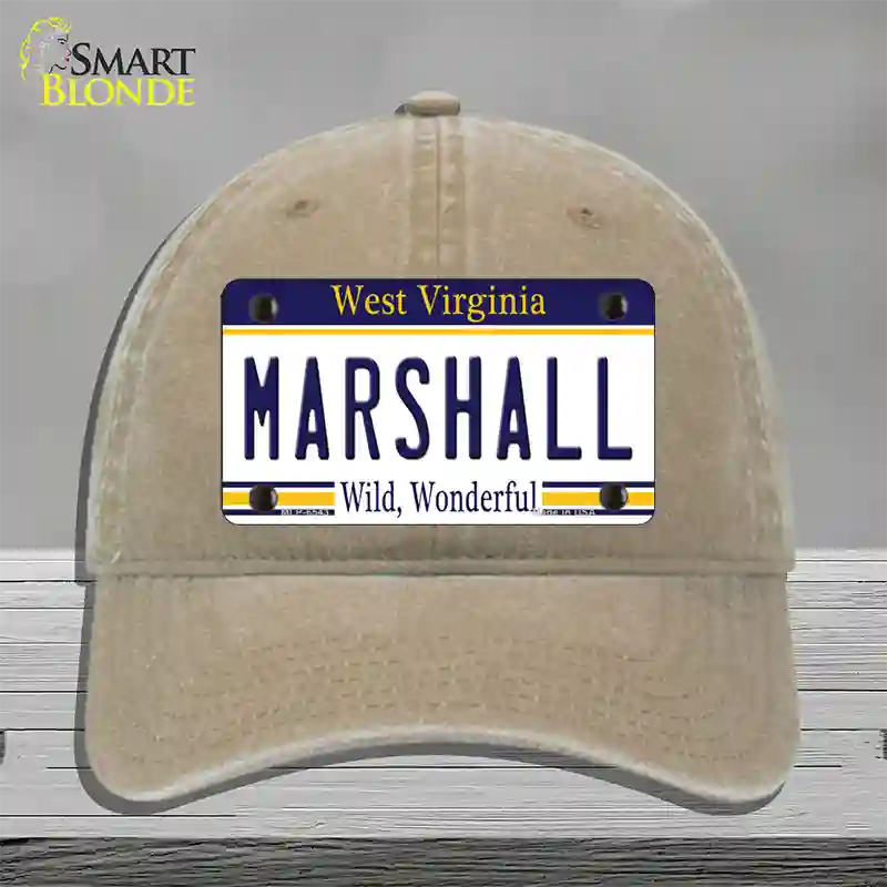 Marshall West Virginia Novelty License Plate Hat Unconstructed Cotton / Khaki