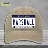 Marshall West Virginia Novelty License Plate Hat Unconstructed Cotton / Khaki