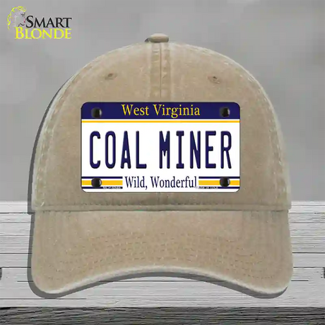 Coal Miner West Virginia Novelty License Plate Hat Unconstructed Cotton / Khaki