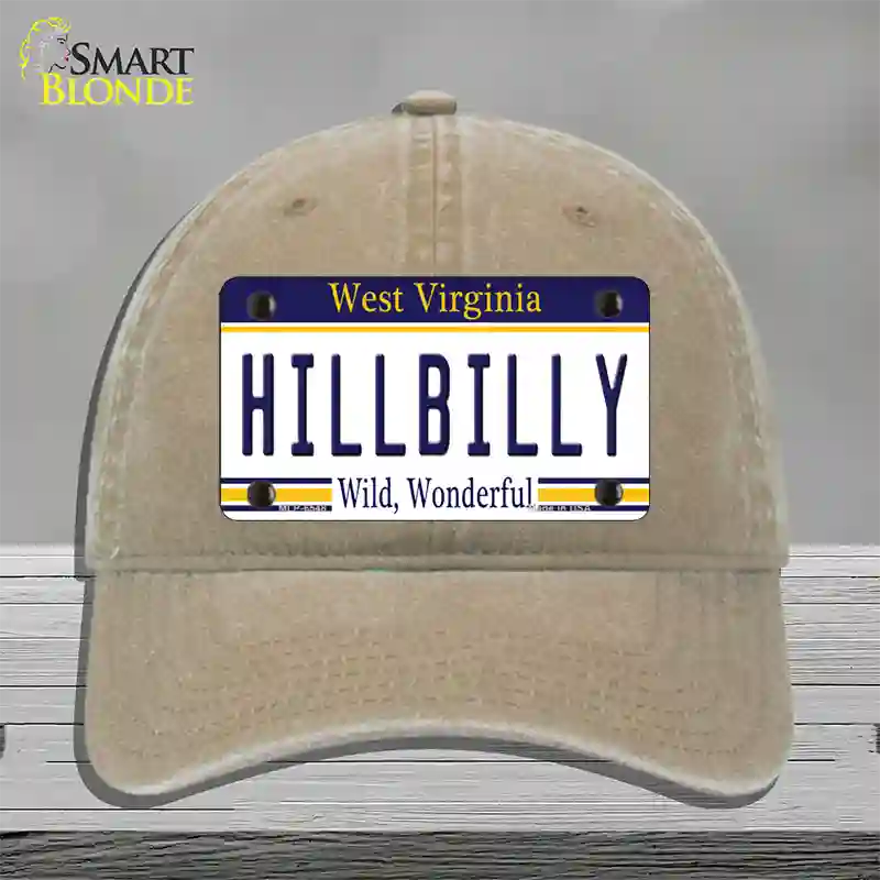 Hillbilly West Virginia Novelty License Plate Hat Unconstructed Cotton / Khaki