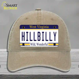 Hillbilly West Virginia Novelty License Plate Hat Unconstructed Cotton / Khaki